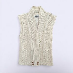 vintage silk blend chunky knit vest cardigan cream made in korea
